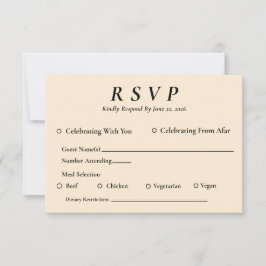 Elfenbensfärgad RSVP-kort med menyval OSA Kort