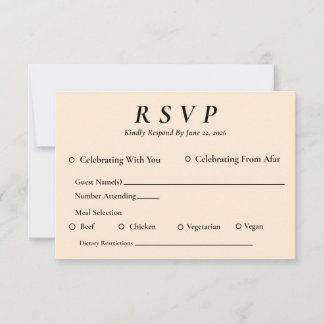 Elfenbensfärgad RSVP-kort med menyval OSA Kort