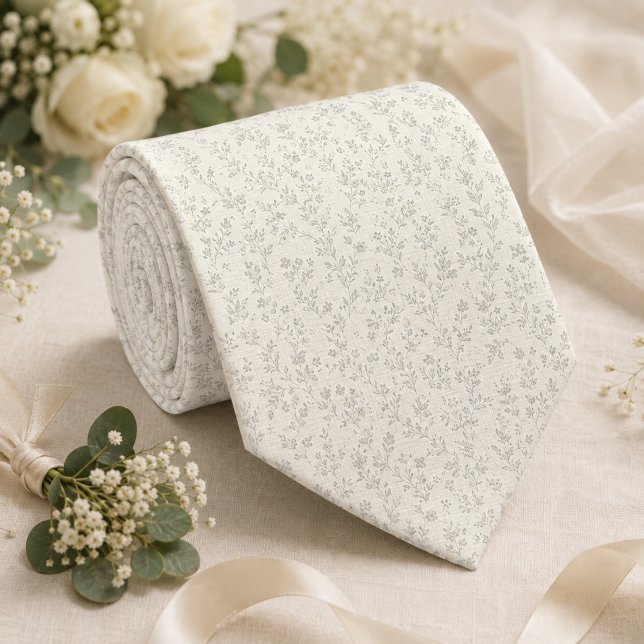Elfenbensfärgad subtil blomster slips (Skapare uppladdad)