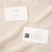 Elfenbensfärgad taupe monogram krans modern minima