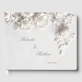 Elfenbensfärgade 3D blomsterrosor | Bröllop Gästböcker