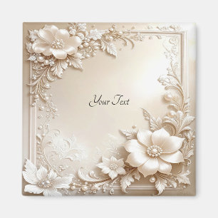 Elfenbensfärgade blommor magnet