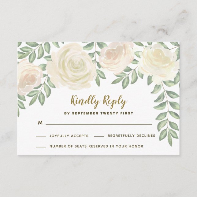 Elfenbensfärgade bröllops-RSVP-kort med blush cham OSA Kort (Framsida)