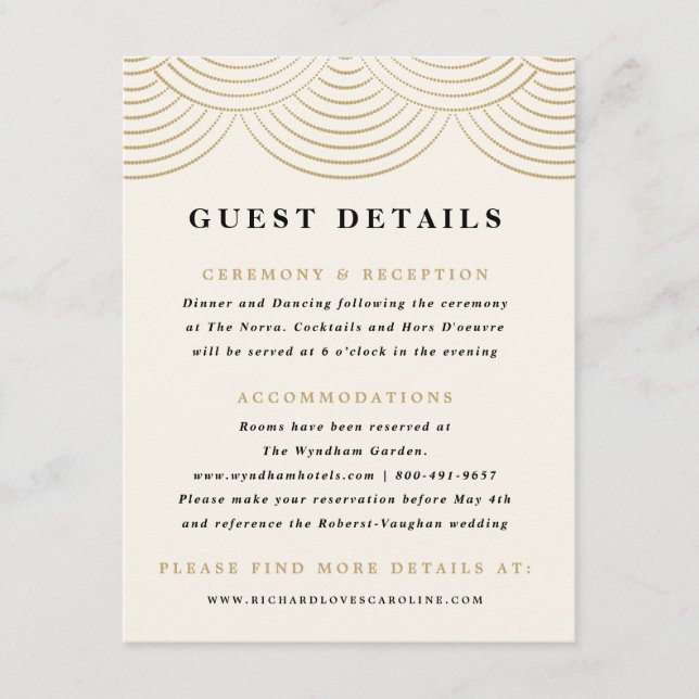 Elfenbensfärgade strängljus Gästinformationskort Tilläggskort (Framsida)