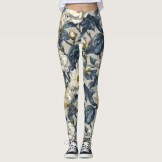 Elfenbensfärgade trädgårds Gardenias Fantasi Födel Leggings