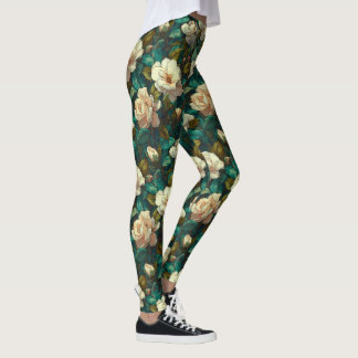 Elfenbensfärgade trädgårds-gardenior estetiska pre leggings