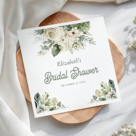 Elfenbensgrön blomsterbröllopsdusch pappersservett