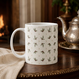 Elfenbensgrön botanisk julmugg kaffemugg