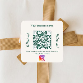 Elfenbensgrön företagsnamn qr-kod instagram fyrkantigt klistermärke