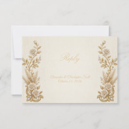 Elfenbensguld bröllops-RSVP-kort Elegant klassisk OSA Kort