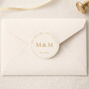 Elfenbensguld Vintage 50-årsjubileum Monogram Sigi Runt Klistermärke