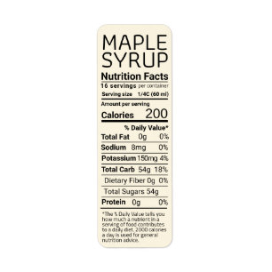 Elfenbenshaltig Returadress Maple Syrup Nutrition Etikett