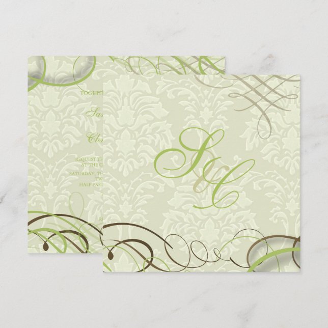 Elfenbenskål, spolar och virvlar inbjudningar (Fram/baksida)