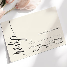 Elfenbenskräm Elegant Kalligrafi Bröllop RSVP-kort OSA Kort