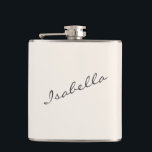 Elfenbenskräm Elegant Skript Namn Bröllopsfest  Fickplunta<br><div class="desc">Fira med stil med denna elfenbenskräm och mörkgrå flaska med ett elegant skript-teckensnitt. Perfekt för möhippor,  brud shower och brudtärnegåvor,  denna stilrena design gör en minnesvärd souvenir. Ett bra val för bröllopsfestligheter,  tjejresor eller en rolig kväll ute. Denna trendiga flaska är både praktisk och modeinriktad för alla firanden.</div>