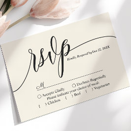 Elfenbenskräm Enkel Skript Bröllop RSVP-kort OSA Kort