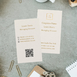 Elfenbenskräm guld modern minimalistisk premiumlog visitkort