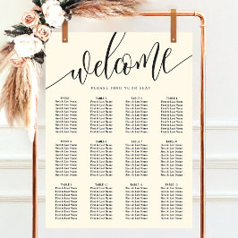 Elfenbenskräm Minimalistisk Bröllopsställningsplan Poster