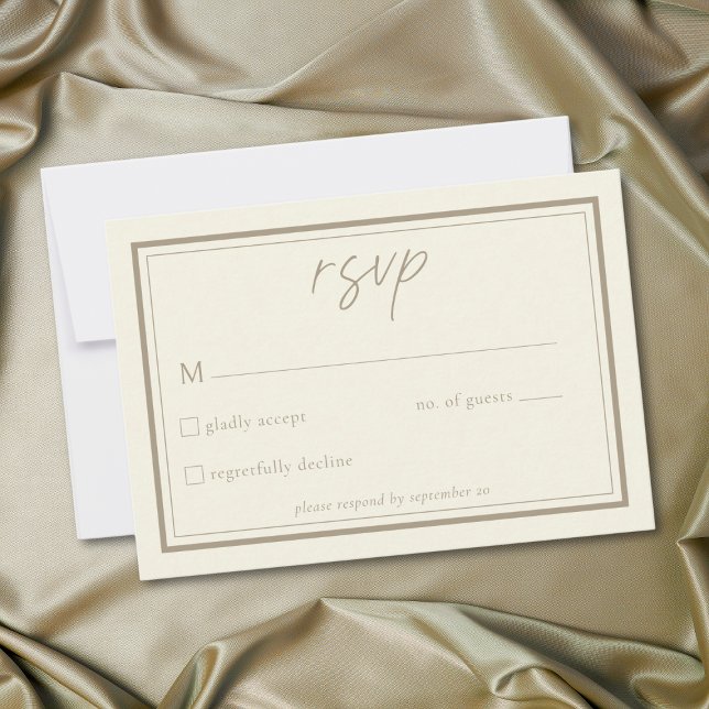 Elfenbenskräm Minimalistisk Ram Bröllop OSA Kort (Ivory Cream Minimalist Frame Wedding RSVP Card)