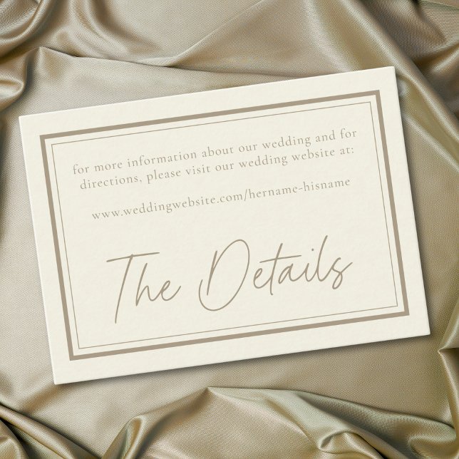 Elfenbenskräm Minimalistisk Ram Bröllop Tilläggskort (Ivory Cream Minimalist Frame Wedding Enclosure Card)