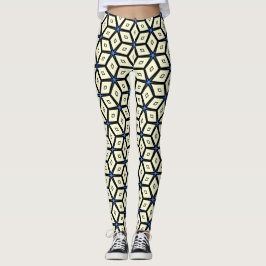 Elfenbenskuber på en blå bakgrund leggings