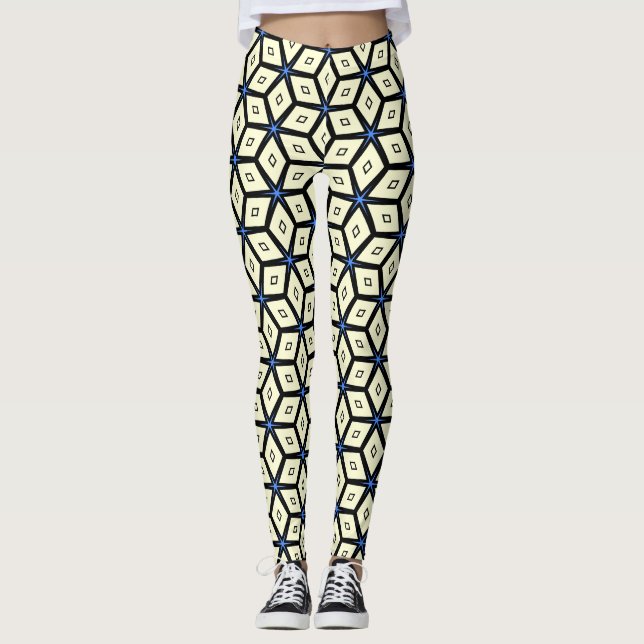 Elfenbenskuber på en blå bakgrund leggings (Framsida)