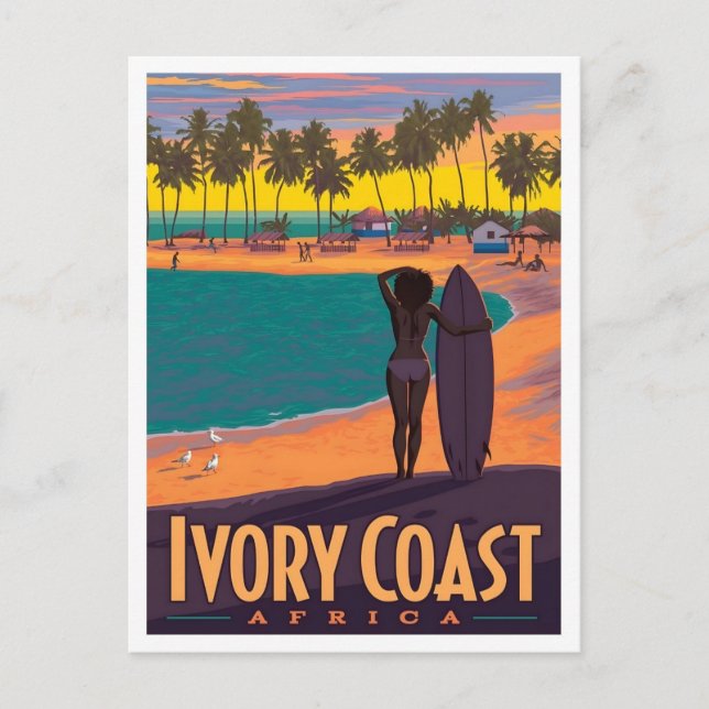 Elfenbenskusten Afrika Vintage Resa  Vykort (Framsida)