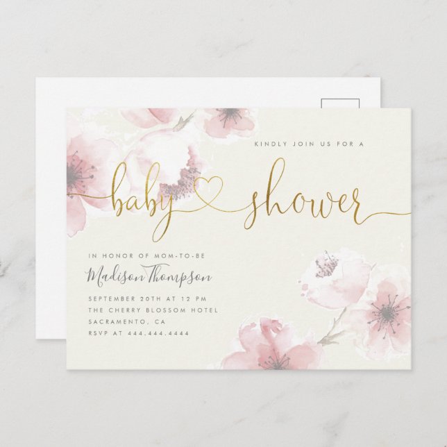 Elfenbenskusten | Barnskor för Cherry Blommar Guld Inbjudan Vykort (Fram/baksida)