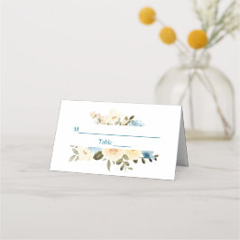 Elfenbenskusten Blåa blommor Greenery, första Heli Placeringskort