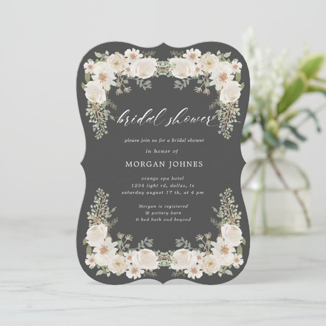 Elfenbenskusten blommigt inbjudningskort för möhip (Stående Fram)