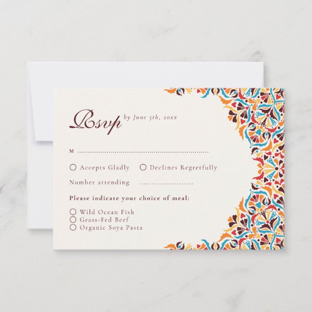Elfenbenskusten Blommigt Stil Gräns Bröllop OSA Kort (Framsida)