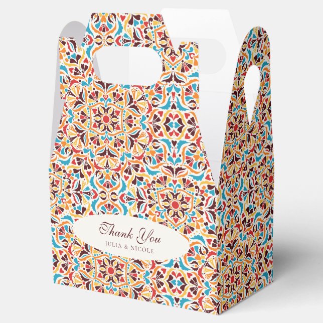 Elfenbenskusten Blommigt Stil Gräns Bröllop Presentaskar (Öppnad)