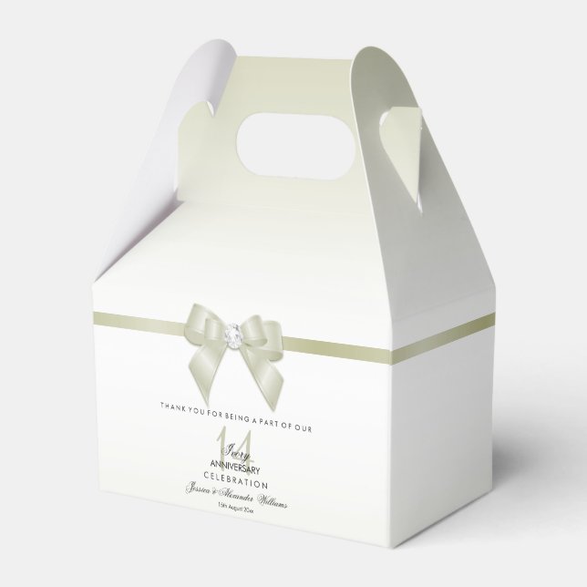 Elfenbenskusten Bow & Ribbon 14:e Bröllop-årsdagen Presentaskar (Framsidan Sidan)