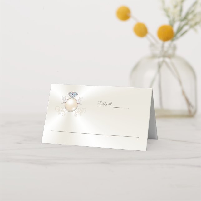 Elfenbenskusten Bröllop Bordsnummer och Place Comb Placeringskort (Framsida)