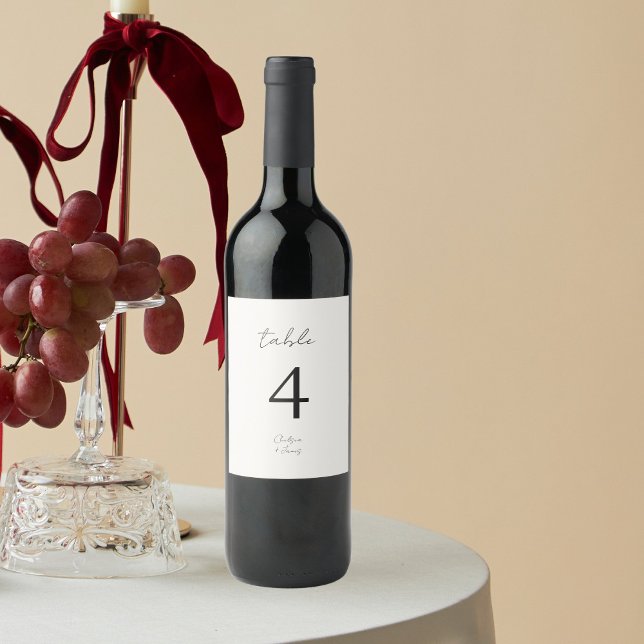 Elfenbenskusten | Chic B&W Minimalistiskt Bröllop Vinflaska Etikett (Skapare uppladdad)