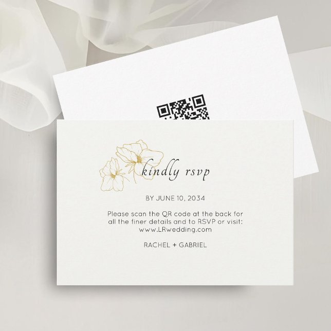 Elfenbenskusten | Chic Blommigt - minimalistisk QR OSA Kort (Skapare uppladdad)