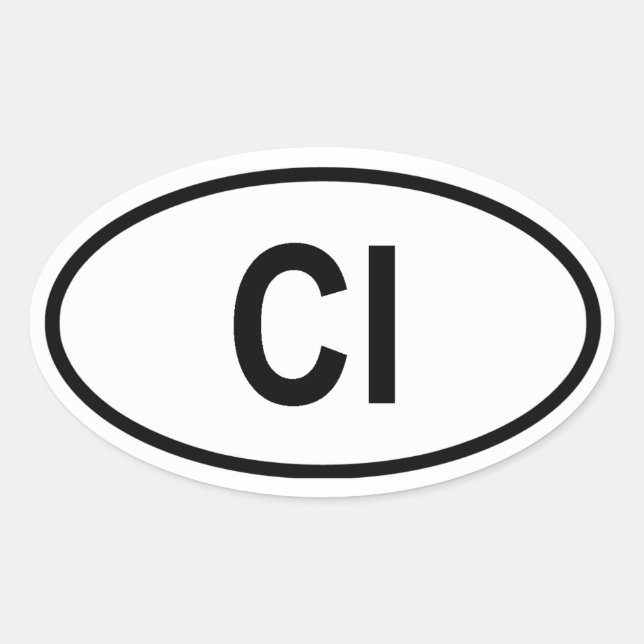 Elfenbenskusten ’CI’ Ovalt Klistermärke (Framsida)