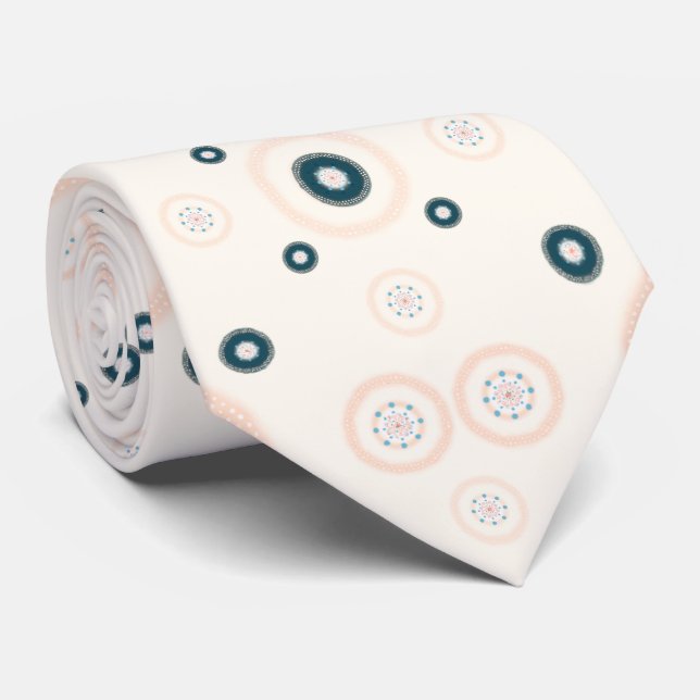 Elfenbenskusten färg med liten Mandalcirkeln mönst Slips (Rullad)