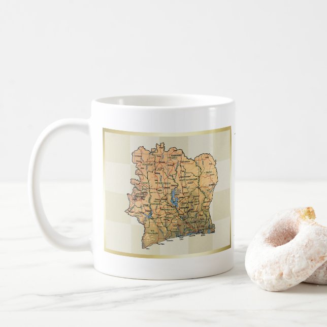 Elfenbenskusten Flagga + Kartmugg Kaffemugg (Med munk)
