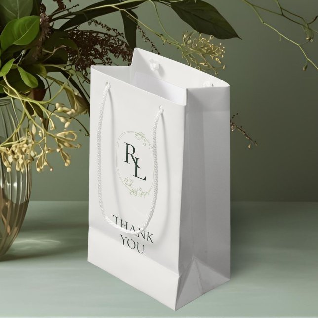 Elfenbenskusten | Grönt Blommigt Monogram Bröllop  (Skapare uppladdad)