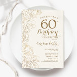Elfenbenskusten Guld Blommigt 60:e Födelsedagsfest Inbjudningar<br><div class="desc">Elfenbenskusten Guld Blommigt 60:e Födelsedagsfest inbjudan. Minimalistisk modern design med botaniska konturaccenter för teckning och typsnitt för typgrafiska skript. Enkel inbjudan-kortsperfekt för trendig för en snyggt kvinna på dagen firande. Kan anpassas till vilken ålder som helst. Skrivna Zazzle-inbjudningar eller digital utskrivbar mall för omedelbar nedladdning.</div>