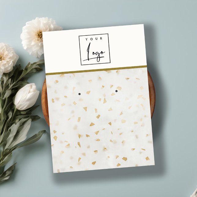 Elfenbenskusten Guld Terrazzo Marble Struktur Earr Visitkort (Skapare uppladdad)