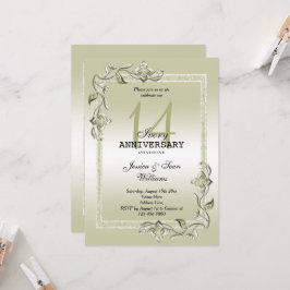 Elfenbenskusten Kem & Glitter 14:e Bröllop-årsdage Inbjudningar