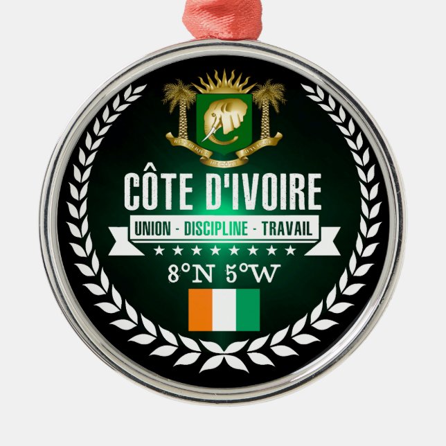 Elfenbenskusten Kusten Julgransprydnad Metall (Framsidan)