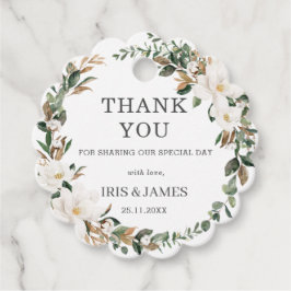 Elfenbenskusten Magnolia Blommigt Greenery Bröllop Gåvor Etiketter