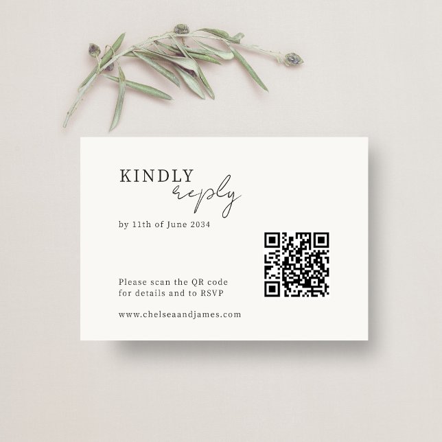 Elfenbenskusten | Minimalistisk Bröllop OSA för QR Tilläggskort (Skapare uppladdad)