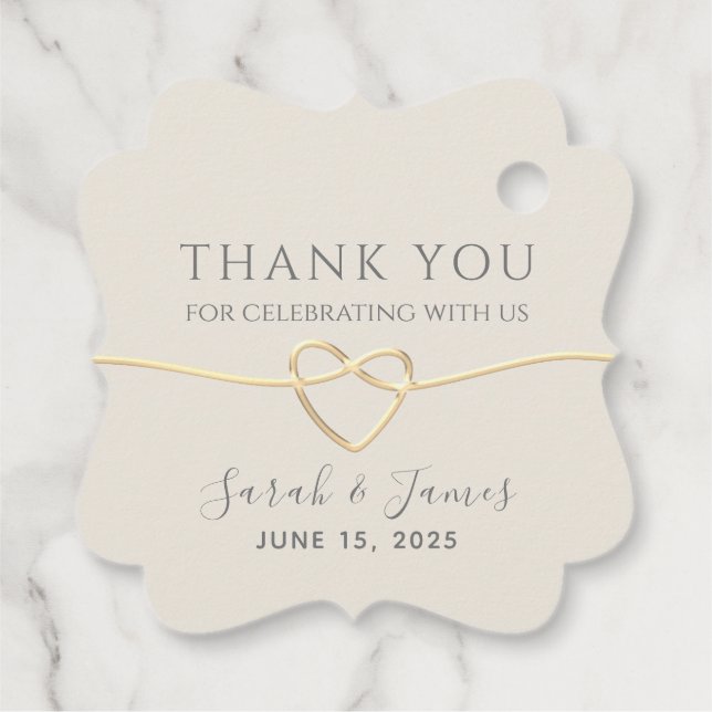 Elfenbenskusten och Guld Bröllop Tack Gåvor Etiketter (Baksida)