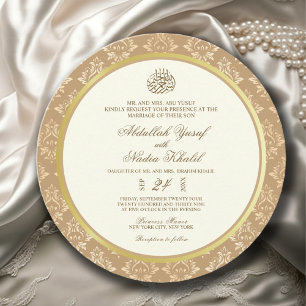 Elfenbenskusten och Guld Damask Elegance Islamic R Inbjudningar