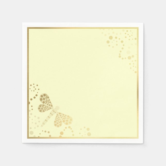 Elfenbenskusten och Guld Dragonfly Pointilism Pers Pappersservett (Framsidan)
