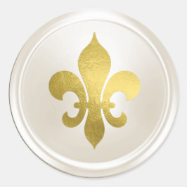 Elfenbenskusten och Guld Fleur de Lis Envele Seal Runt Klistermärke